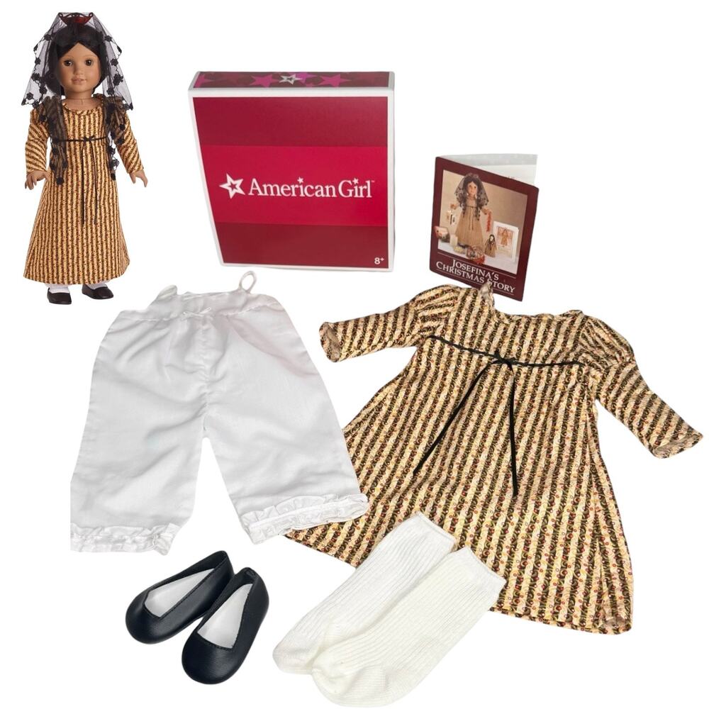 American Girl Josefina Christmas Dress Undergarment Shoes Socks Pamphlet Box